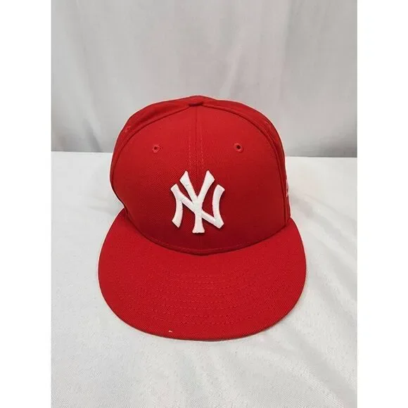 New Era New York Yankees White Red Size 8 Fitted Hat - Picture 1 of 7